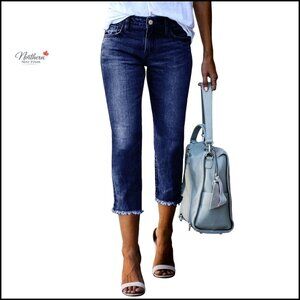 Stretchy Straight Leg Capri Jeans Denim Pants